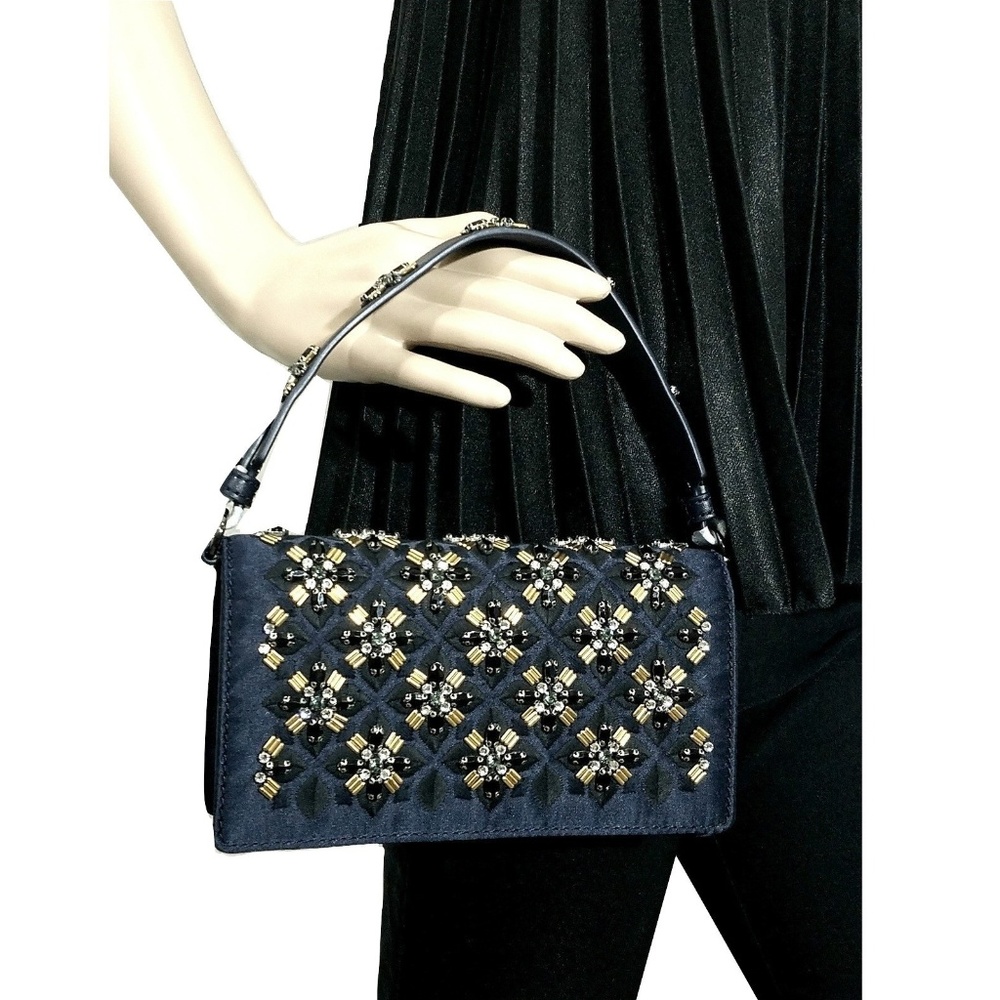 NWT Tory Burch Cleo Embellished Fold-Over Clutch - Picture 4 of 8